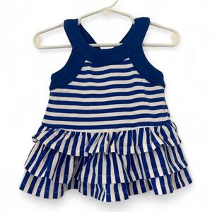 Mayoral Baby Girl Summer Dress Blue/White Stripe Ruffle Bow Size 6 Months